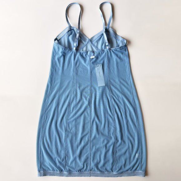 DKNY Blue Mesh Slip Shapewear size Small, Adjustable Straps, Knee Length - Picture 4 of 5